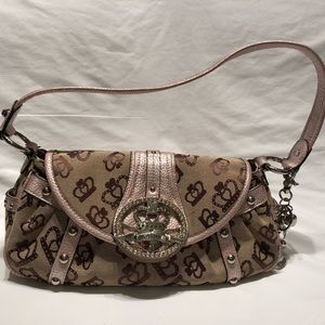 Kathy Van Zeeland pink and brown crown purse